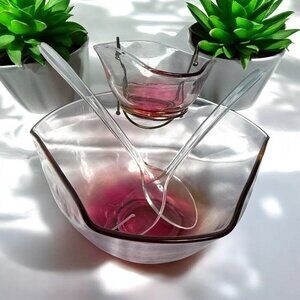 Vintage Indiana Glass Ruby Chip and Dip Salad Set